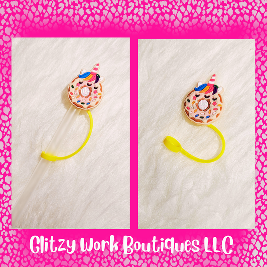 UNICORN SPRINKLE DONUT STRAW TOPPER