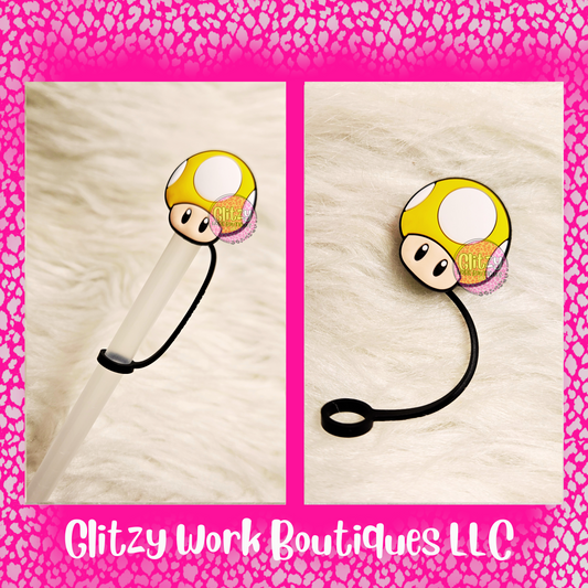 YELLOW MUSHROOM STRAW TOPPER