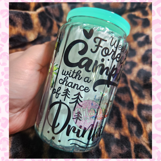 WEEKEND FORECAST CAMPING WITH A CHANCE OF DRINKING 16OZ LIBBEY GLASS