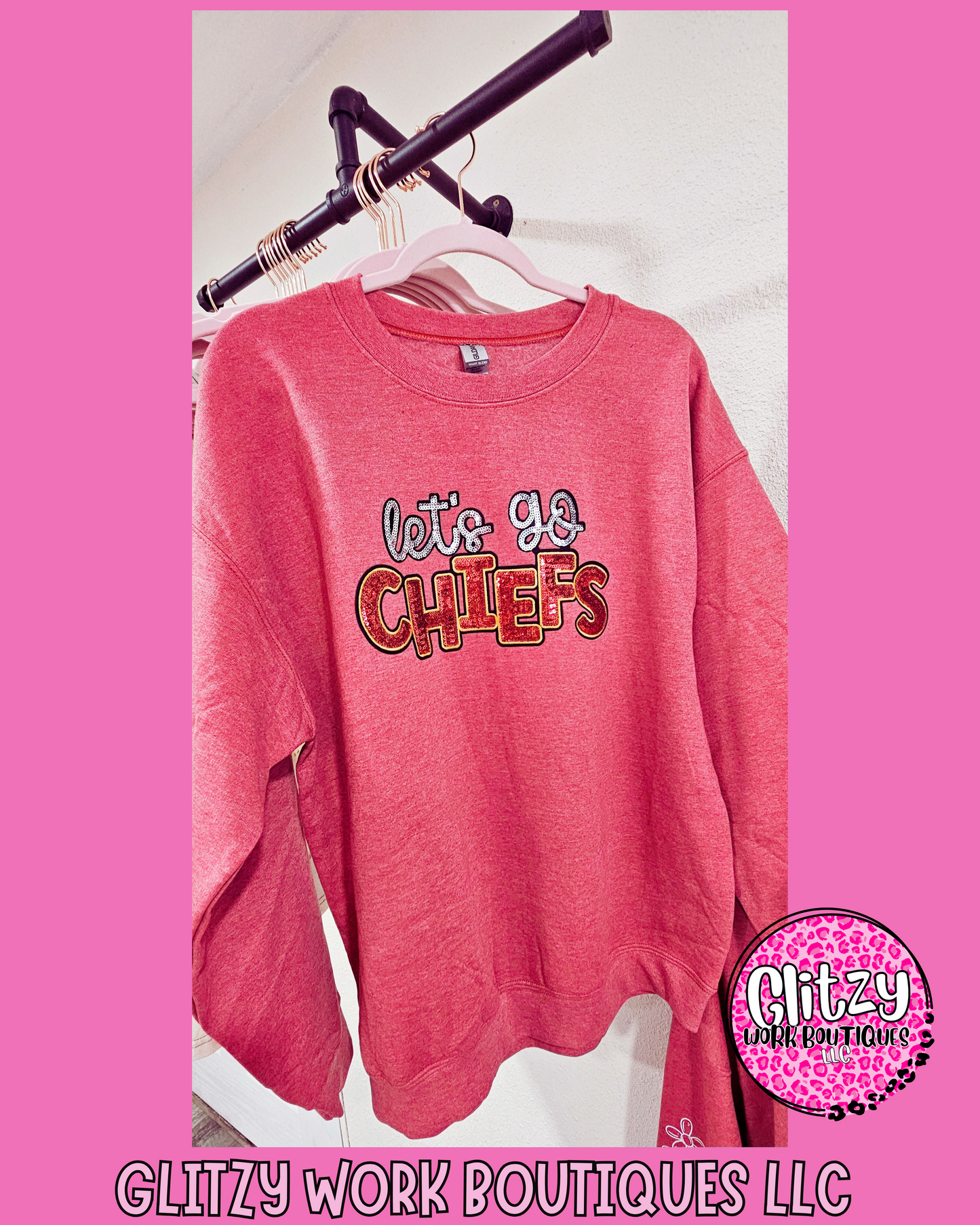 LET'S GO CHIEFS PATCHED CREWNECK