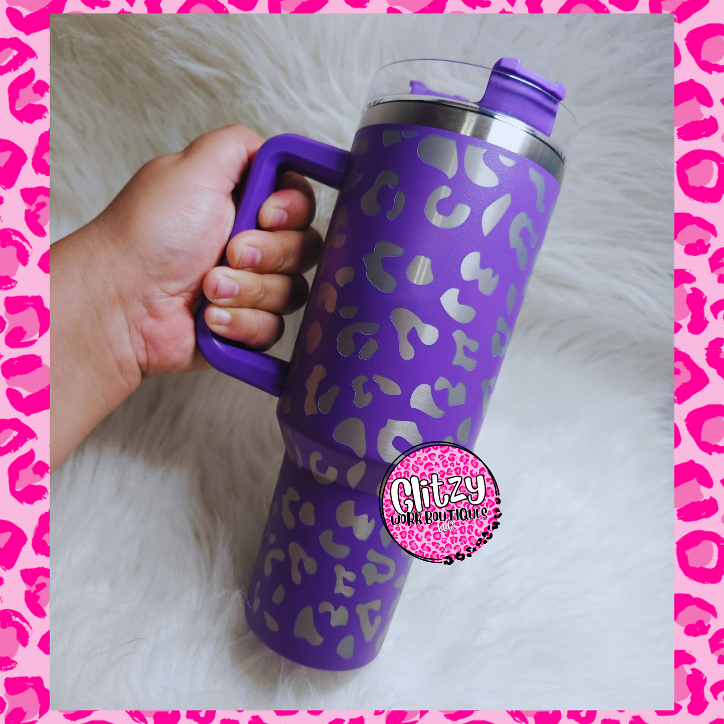 LASER ENGRAVED LEOPARD PRINT 40oz DUPE TUMBLER'S