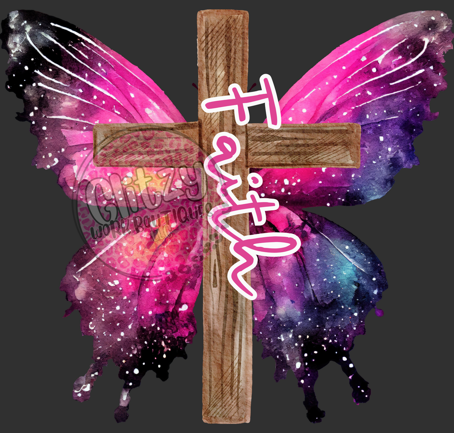 RELIGIOUS FAITH BUTTERFLY UV CAR WINDOW DECAL
