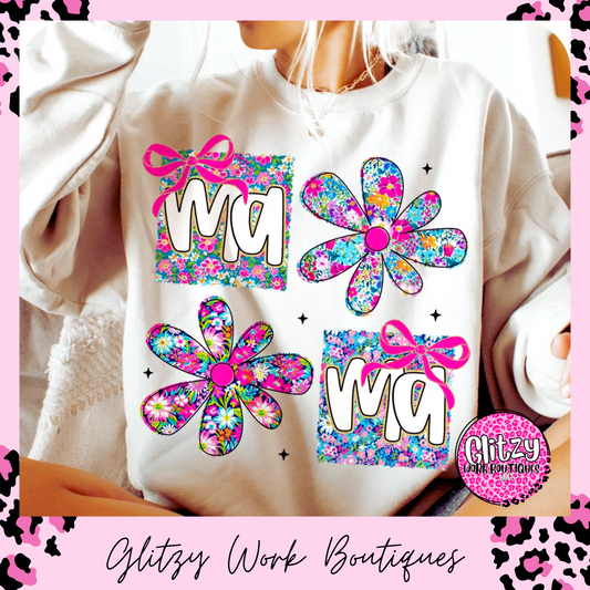 MAMA FLORAL COQUETTE BOW PRINTED APPAREL