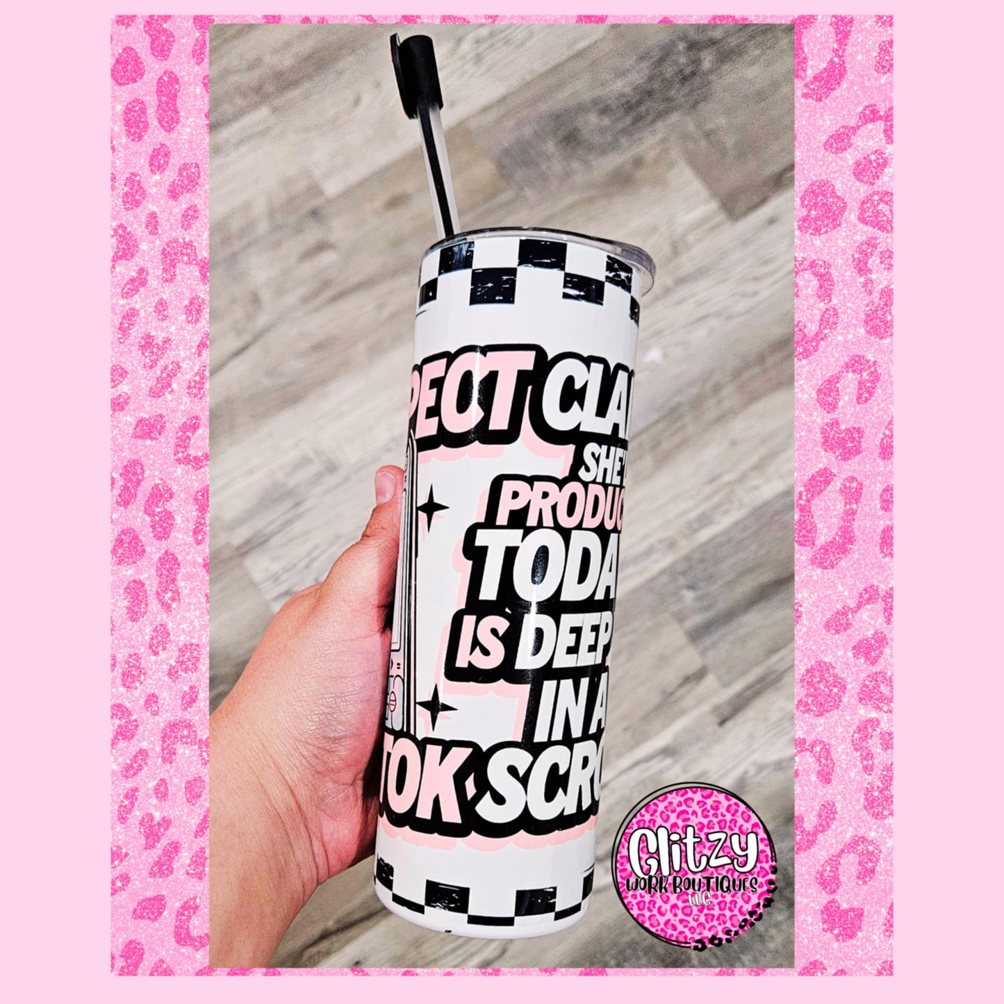 SUSPECT CLAIMS SHE'LL BE PRODUCTIVE... IS DEEP IN A TIKTOK SCROLL TUMBLER