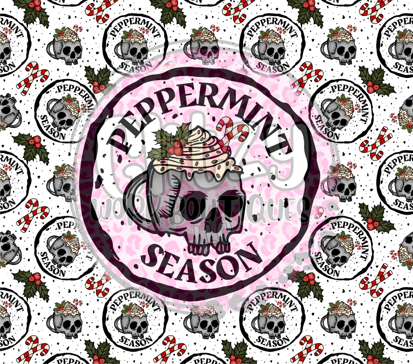 PEPPERMINT SEASON SUBLIMATION TUMBLER TRANSFER