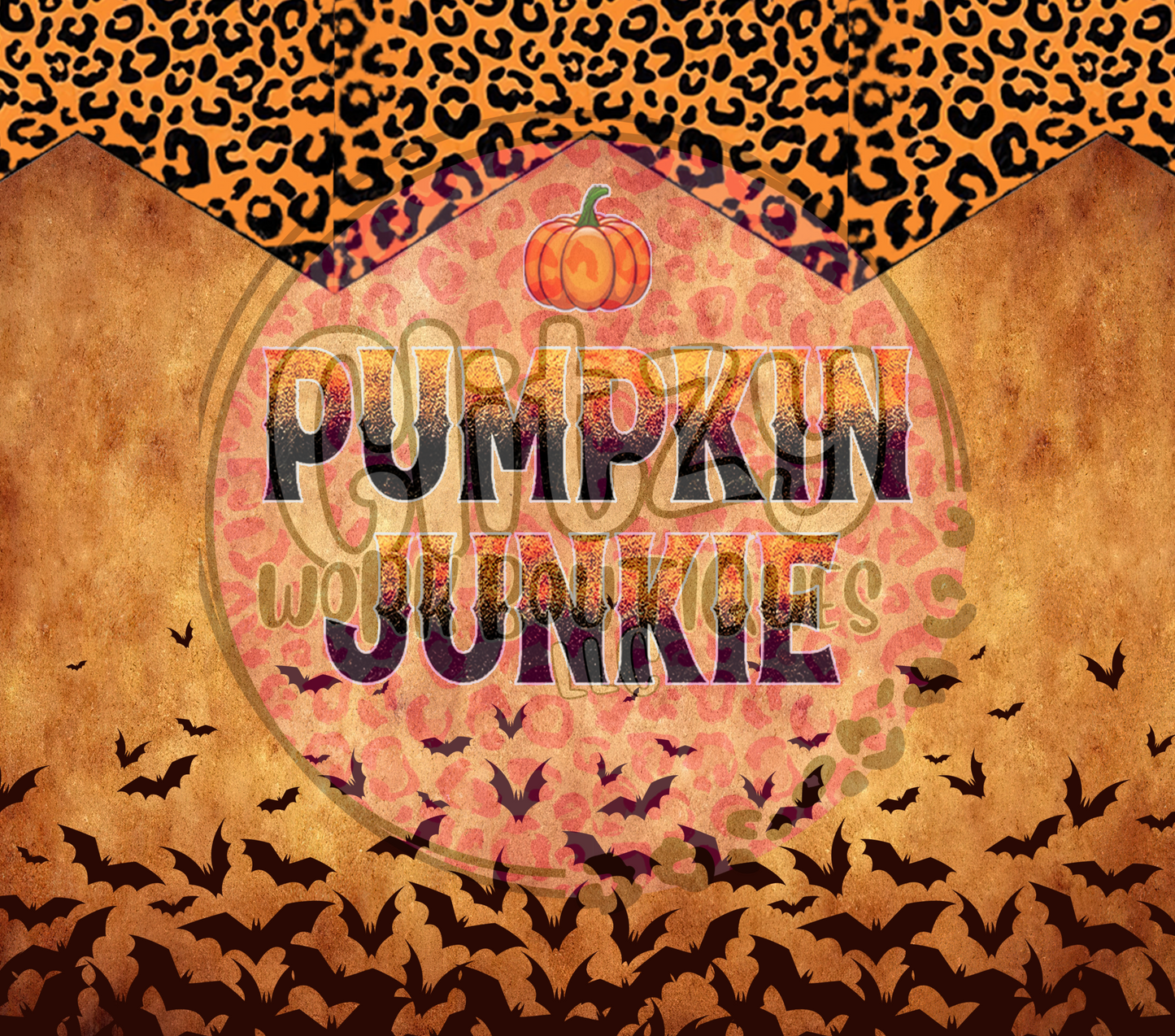 LEOPARD PUMPKIN JUNKIE SUBLIMATION TUMBLER TRANSFER