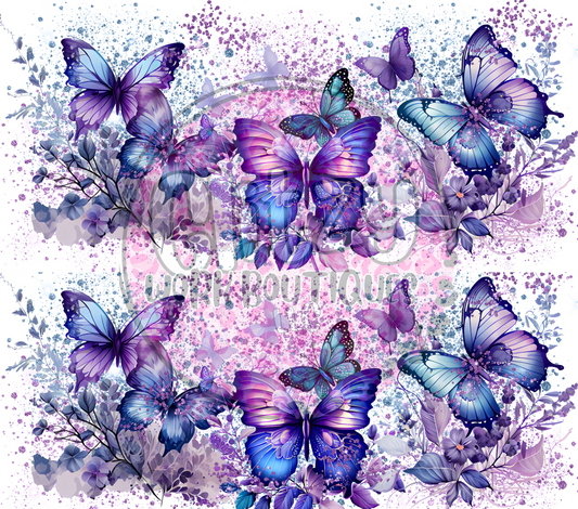 PURPLE BUTTERFLIES SUBLIMATION TUMBLER TRANSFER