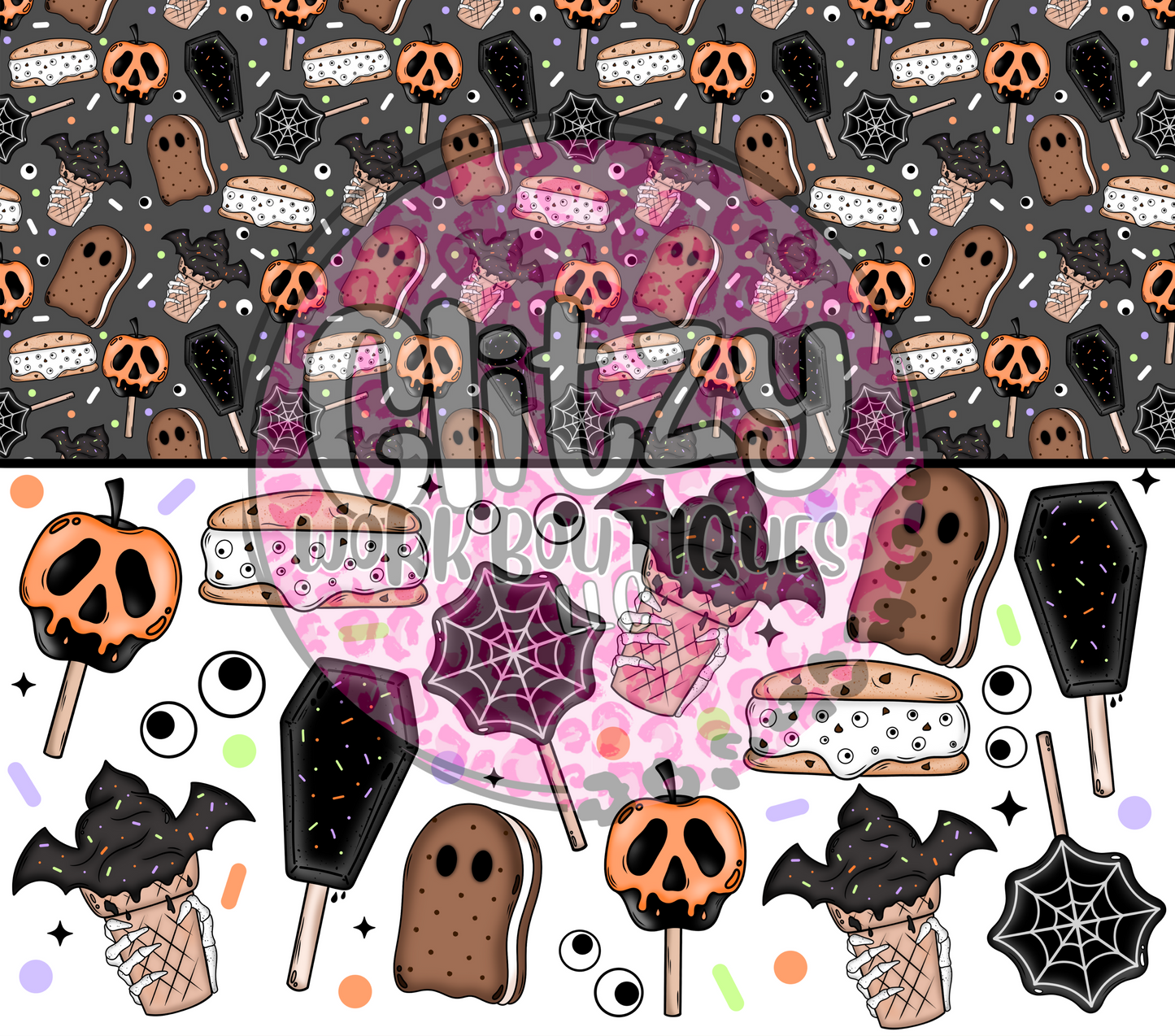 SPOOKY ICE CREAM SUBLIMATION TUMBLER TRANSFER