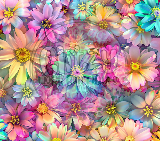 DAISY FLORAL COLORFUL SUBLIMATION TUMBLER TRANSFER