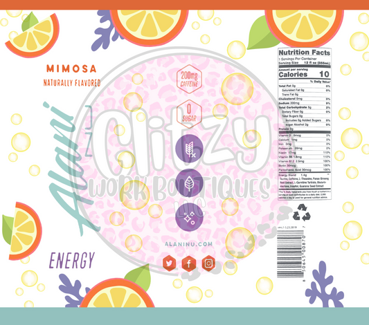 ALANI MIMOSA ENERGY DRINK SUBLIMATION TUMBLER TRANSFER