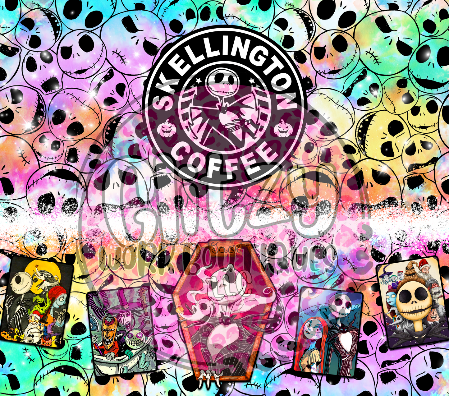 SKELLINGTON COFFEE PASTEL SUBLIMATION TUMBLER TRANSFER