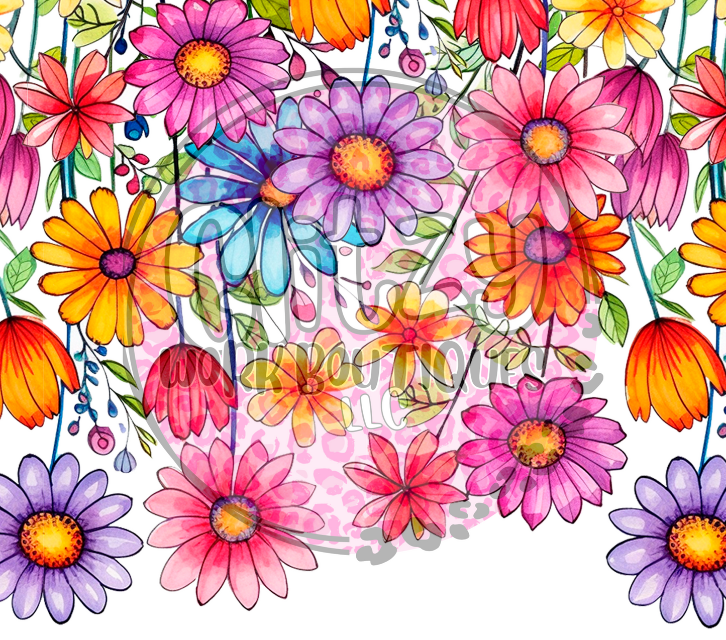 FLORAL VIBRANT DAISY SUBLIMATION TUMBLER TRANSFER