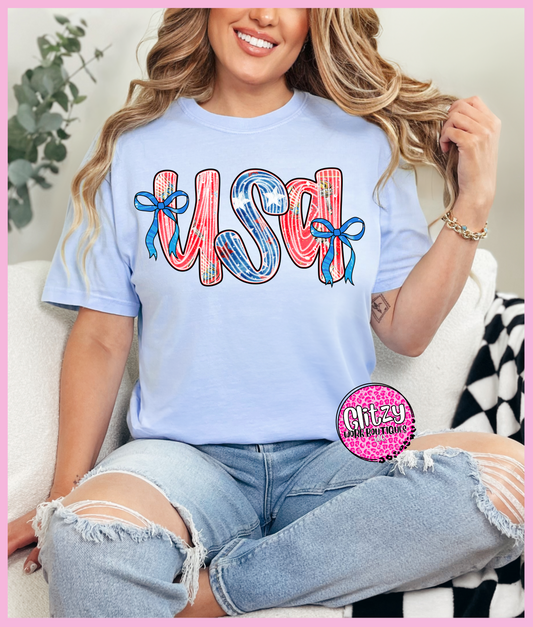STRIPED USA COQUETTE BOW PRINTED APPAREL