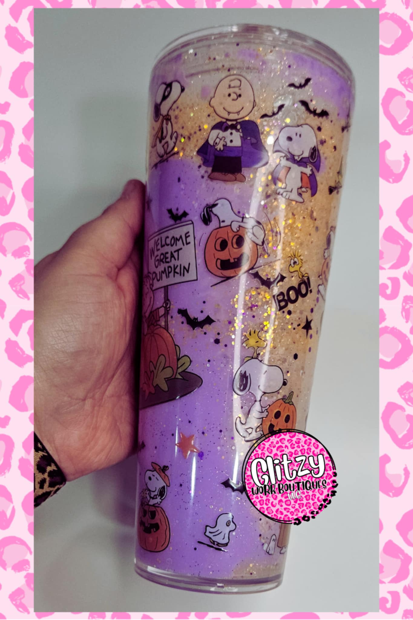 24oz GREAT BIG PUMPKIN DUAL LAVA DRIP SNOW GLOBE TUMBLER