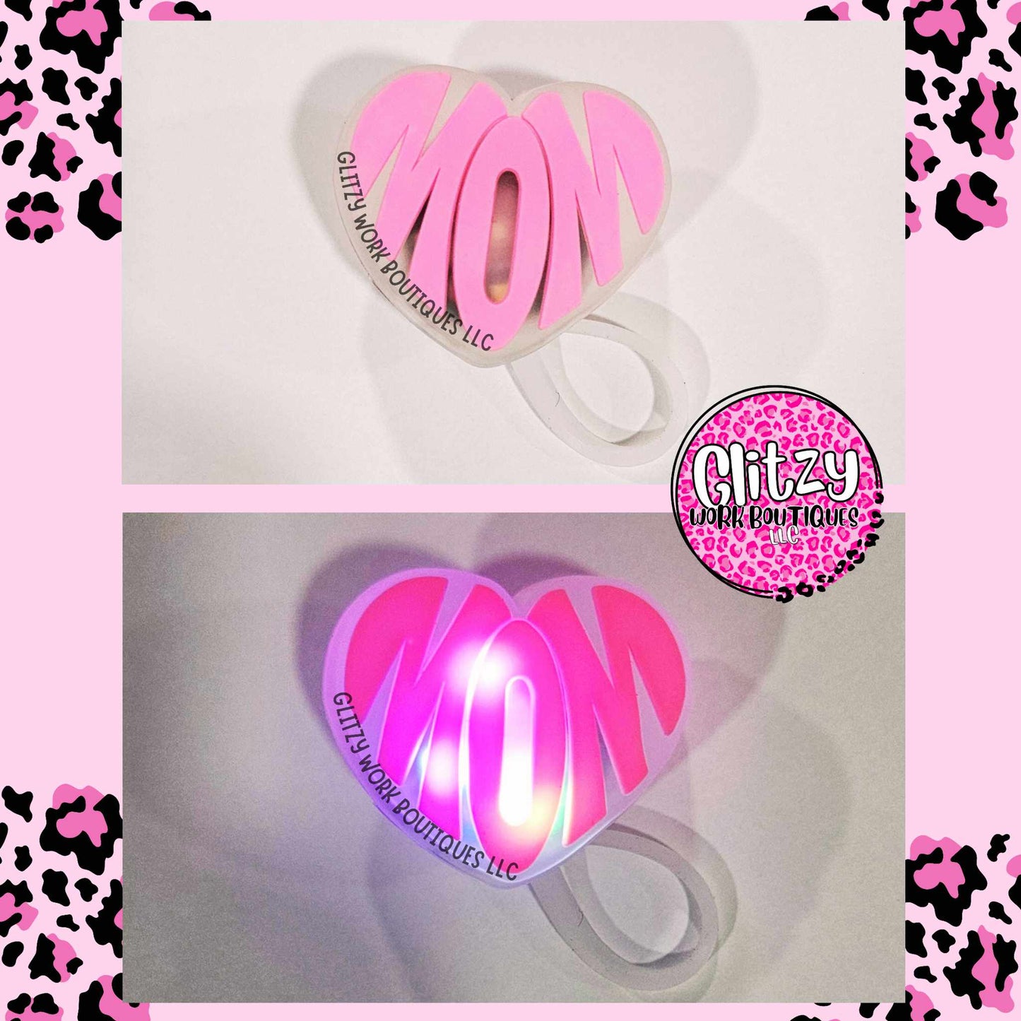 HEART OF MOM LIGHT UP STRAW TOPPER