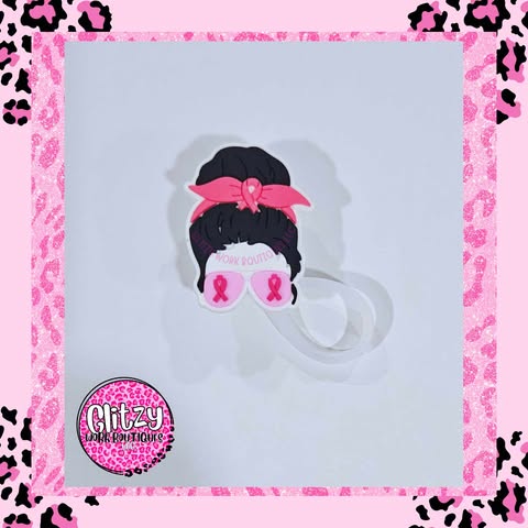 BREAST CANCER MESSY HAIR BUN STRAW TOPPER