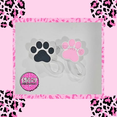 CAT PAW PRINT STRAW TOPPER