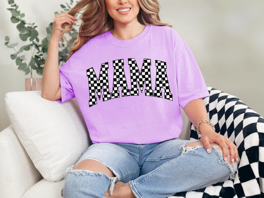 CHECKERED MAMA BLACK & WHITE PRINTED APPAREL