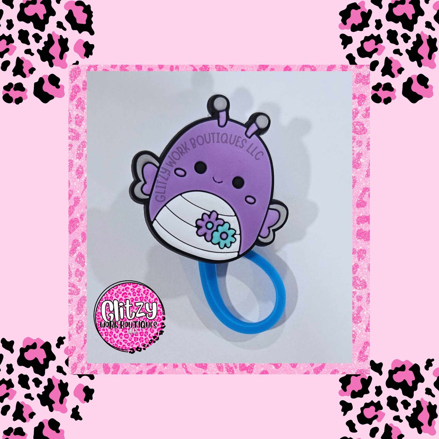 PURPLE SQUISHMALLOW BUTTERFLY STRAW TOPPER