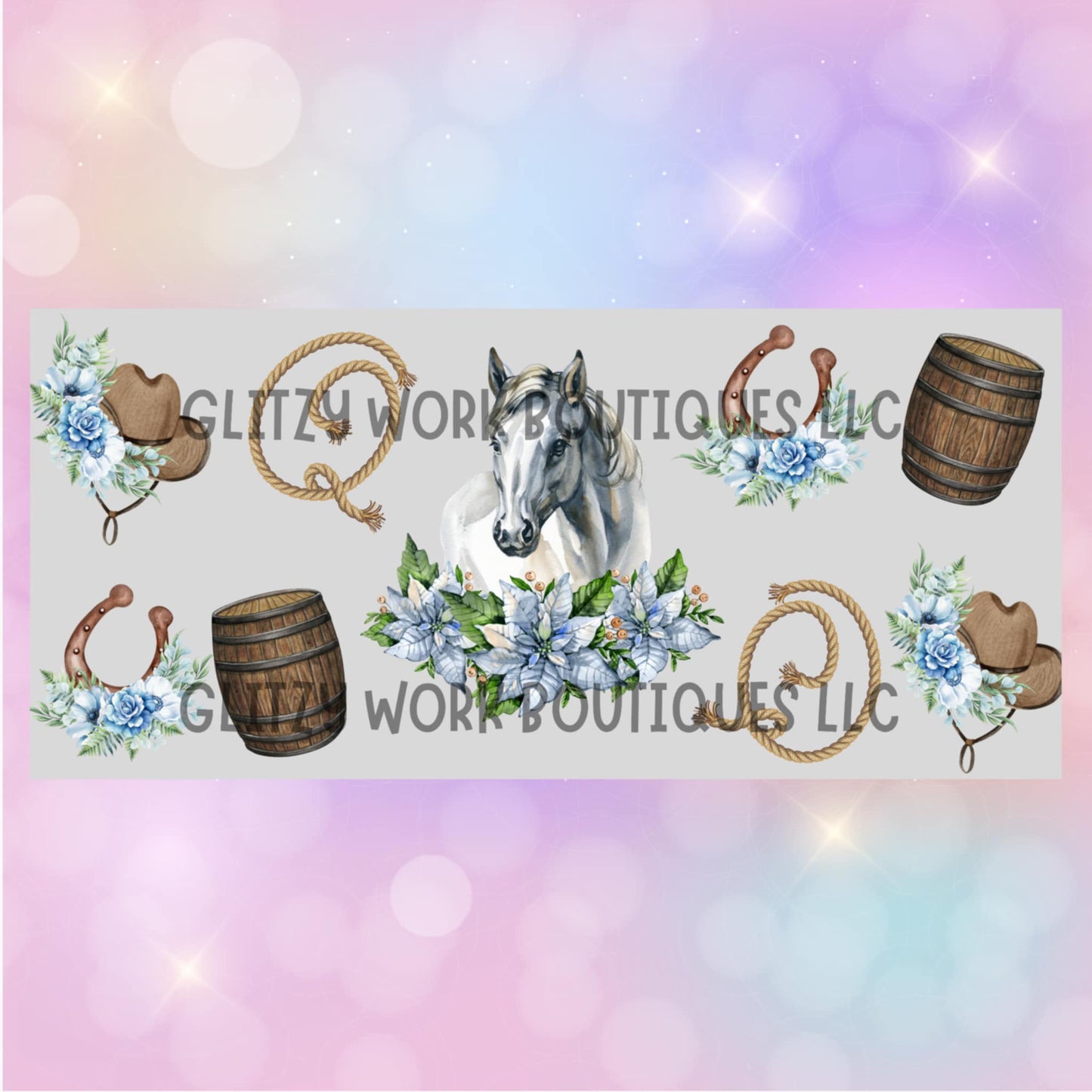 FLORAL BARREL HORSE CUP WRAP