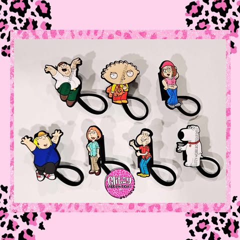CHARACTERS OF FAMILY GUY STRAW TOPPERS