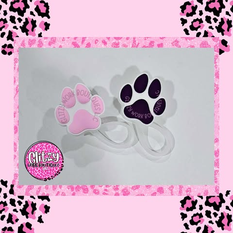 DOG PAW PRINT STRAW TOPPER