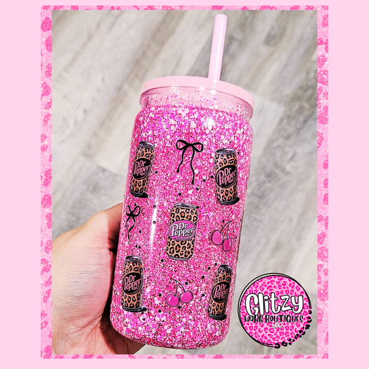 CHERRY DR. PEPPER COQUETTE BOW SNOW GLOBE TUMBLER