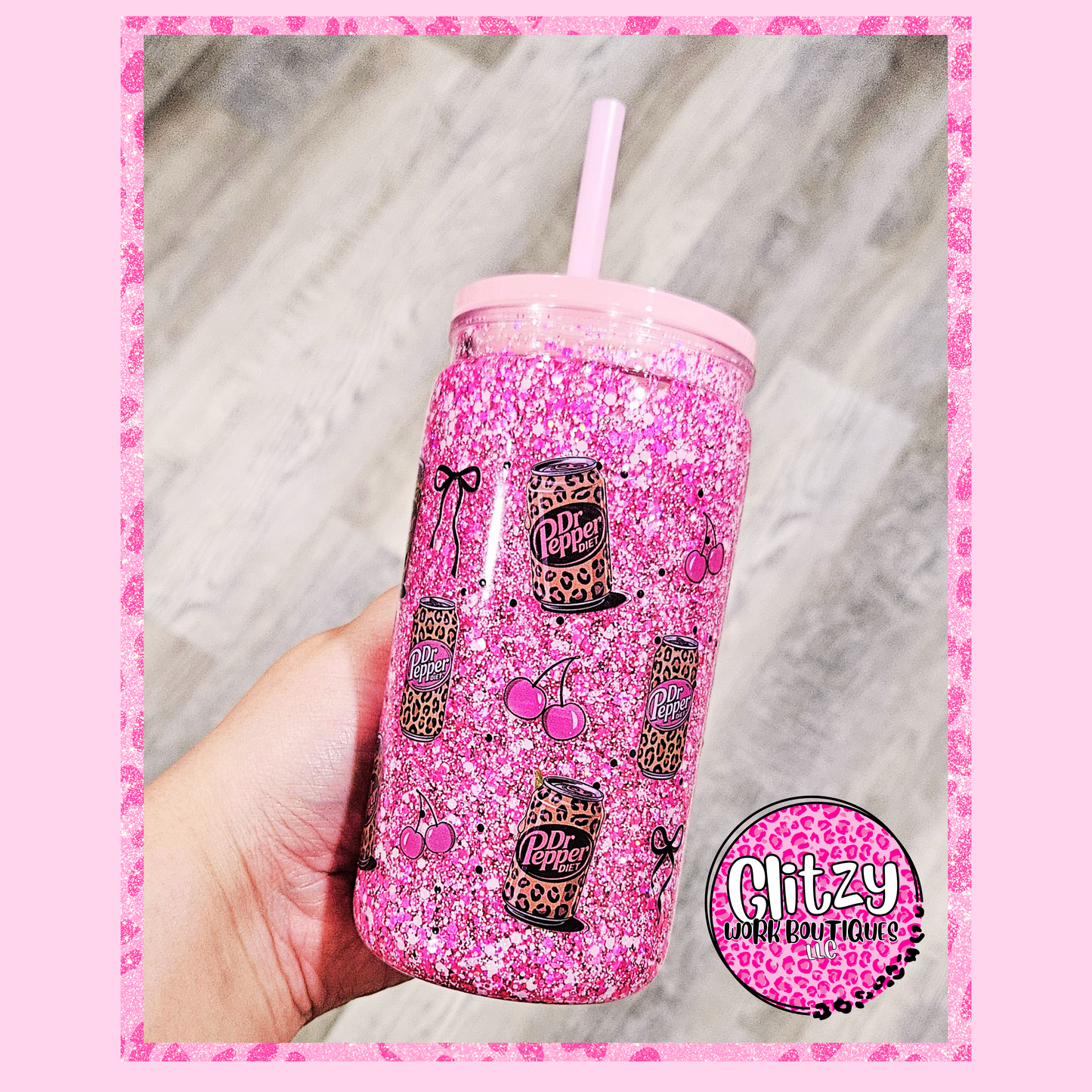 CHERRY DR. PEPPER COQUETTE BOW SNOW GLOBE TUMBLER