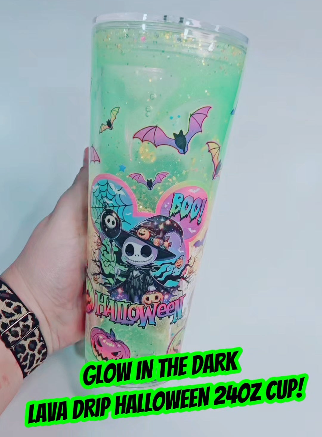 SPOOKY HALLOWEEN (GLOW IN THE DARK) LAVA DRIP SNOW GLOBE TUMBLER