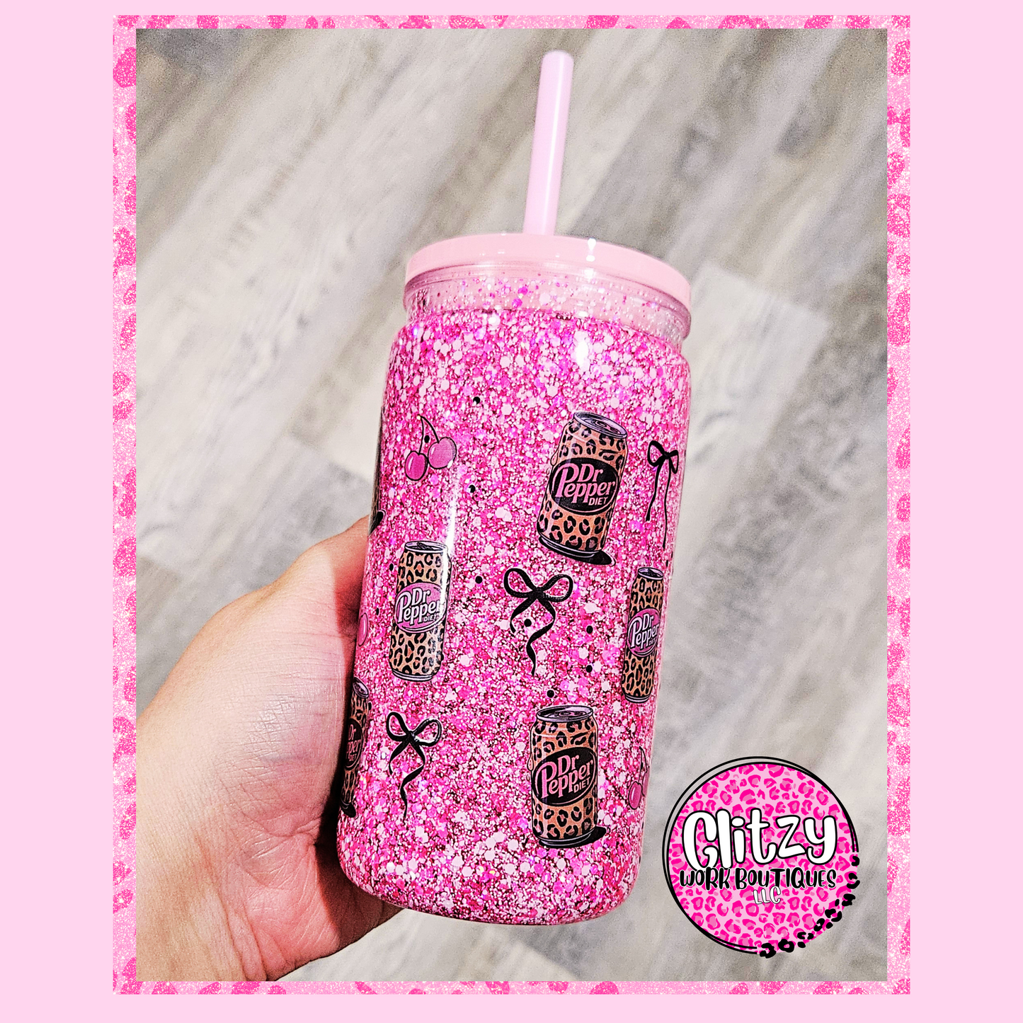 CHERRY DR. PEPPER COQUETTE BOW SNOW GLOBE TUMBLER