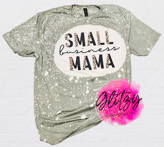 Small Business Mama Leopard Bleached Tee