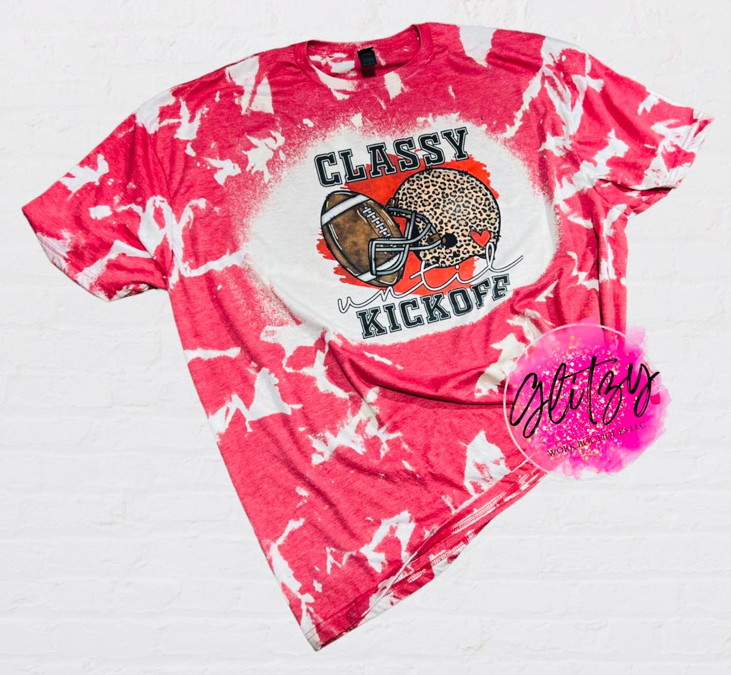 Classy Until Kickoff Football Helmet Bleached Tee