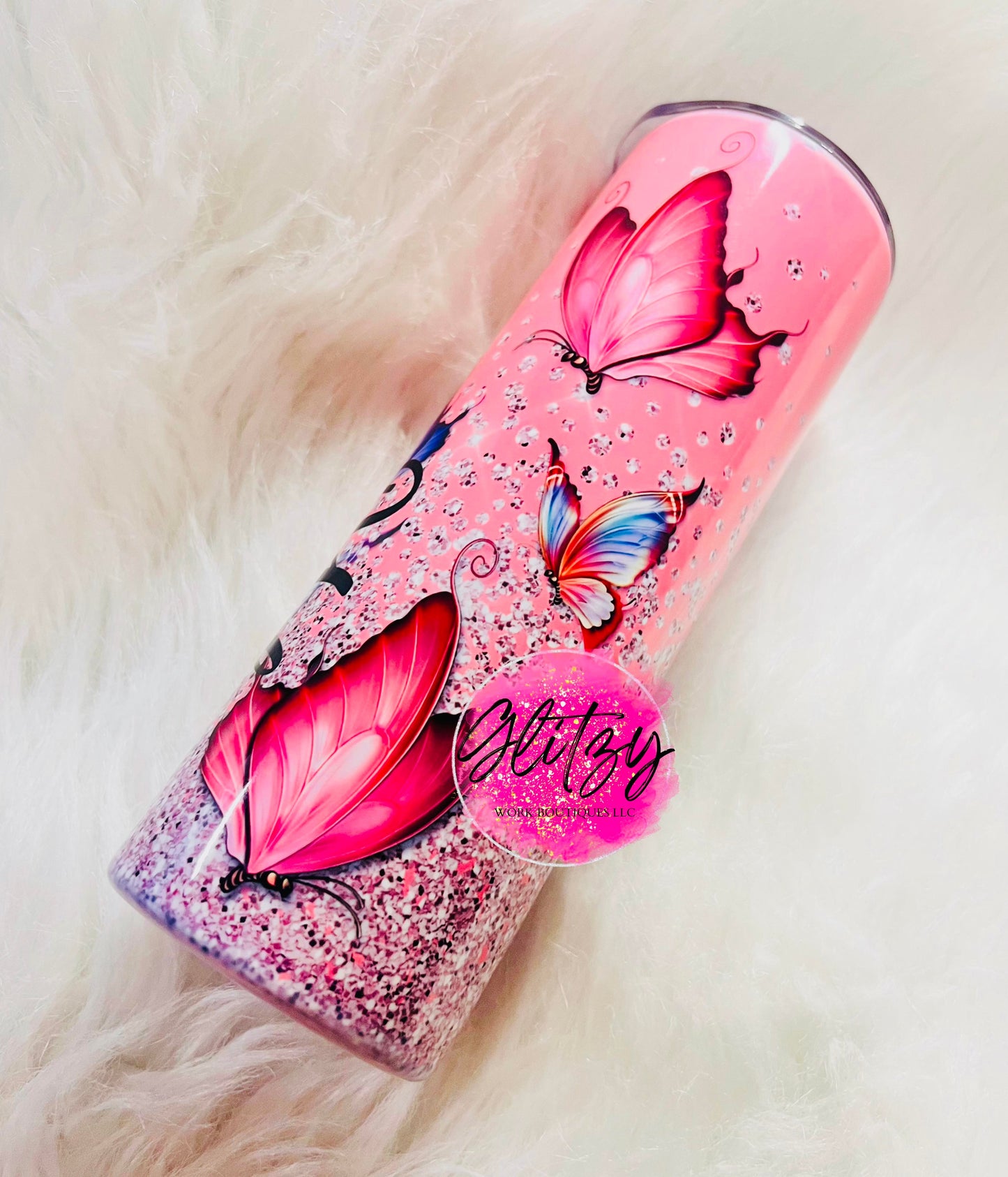 Butterfly Glittered Tumbler