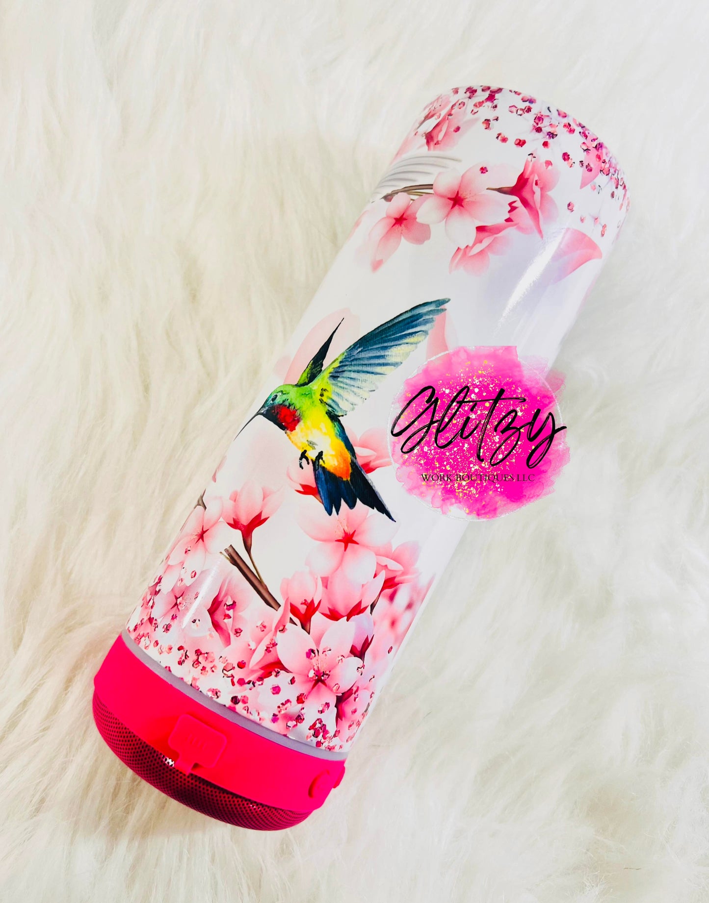 Hummingbird Glittered 20oz Bluetooth Speaker Tumbler
