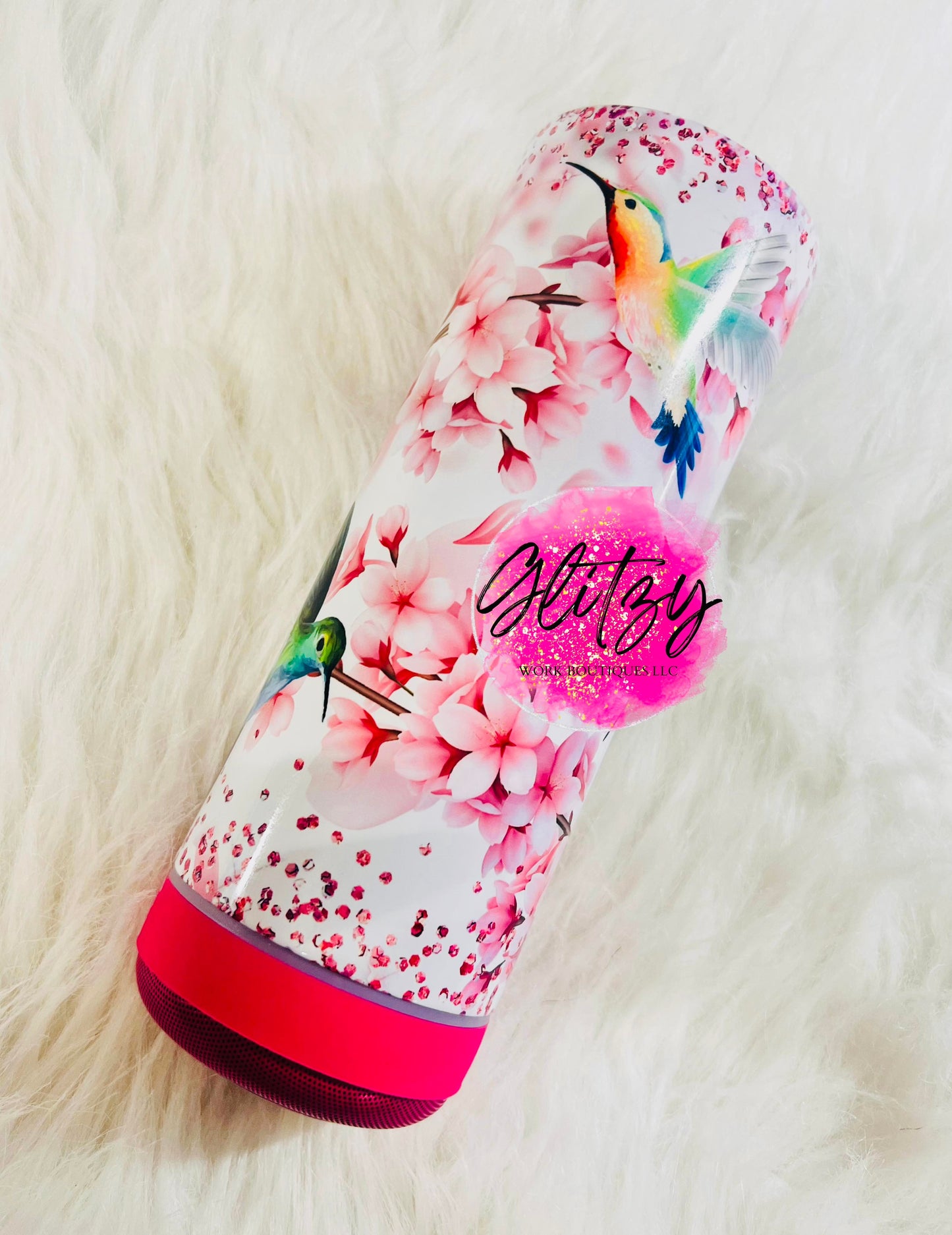 Hummingbird Glittered 20oz Bluetooth Speaker Tumbler