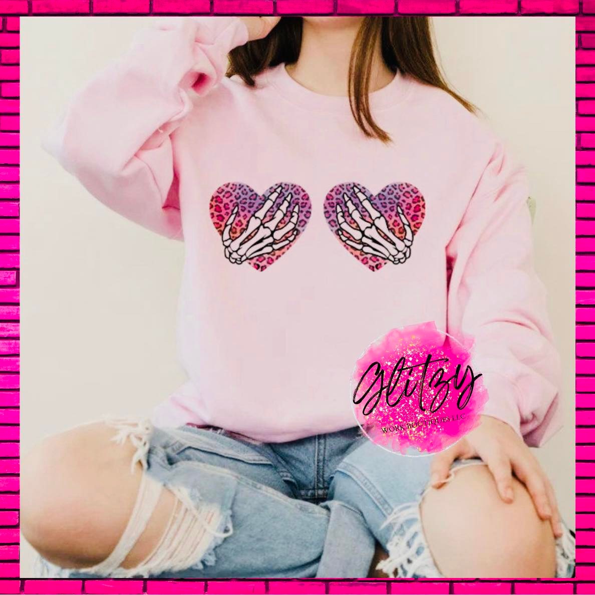 VALENTINE LEOPARD HAND SKELLY HEARTS APPAREL