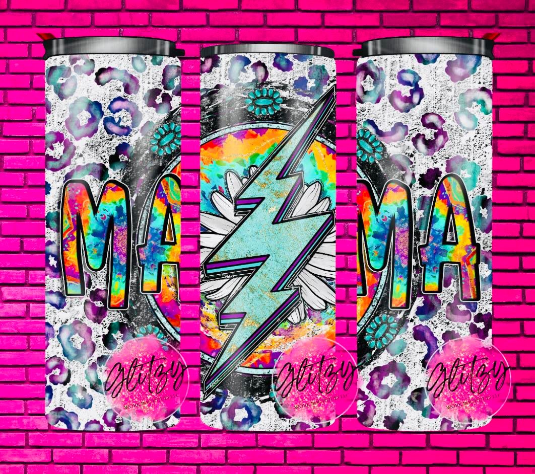 MAMA TIE-DYED LEOPARD LIGHTNING TUMBLER