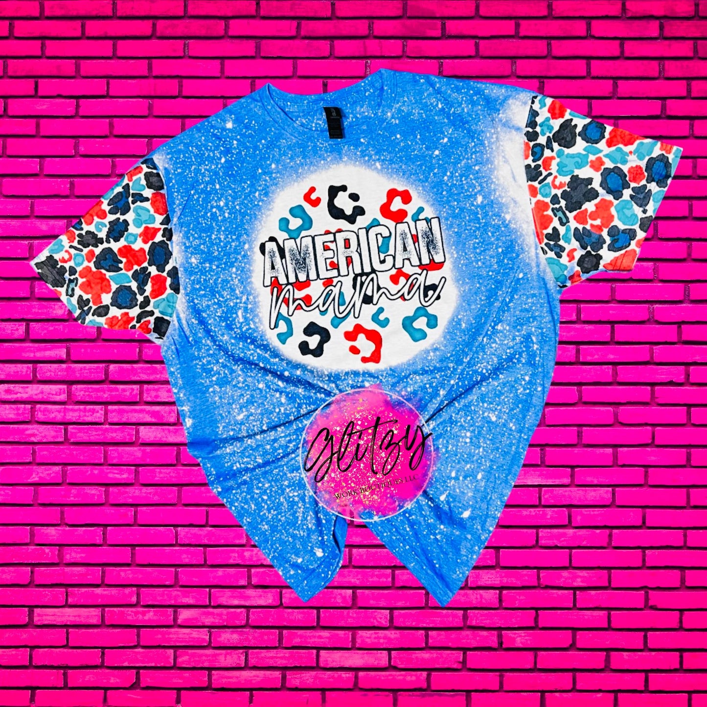 American Mama Leopard Bleached Tee