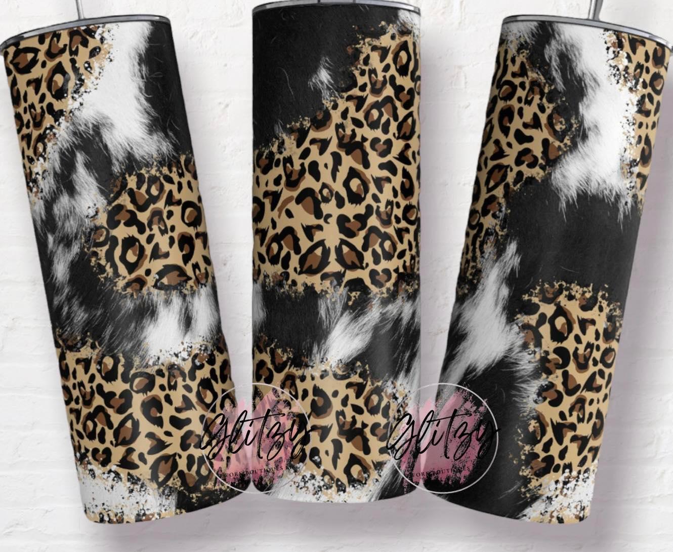 Black White & Leopard Cowhide 20oz Tumbler