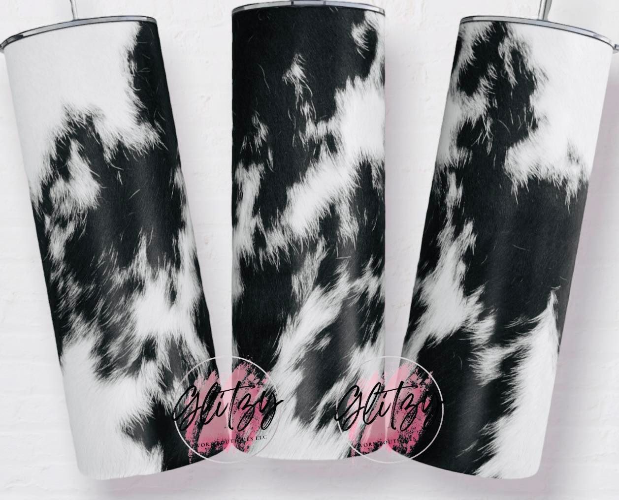 Black & White Cowhide 20oz Tumbler