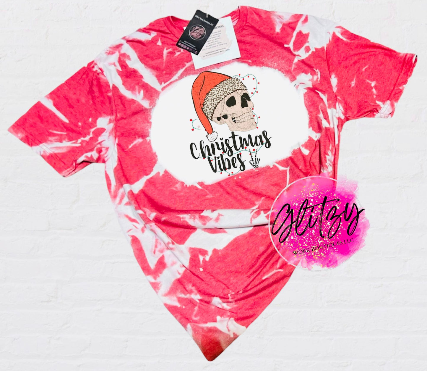 Christmas Vibes Skeleton Bleached Tee