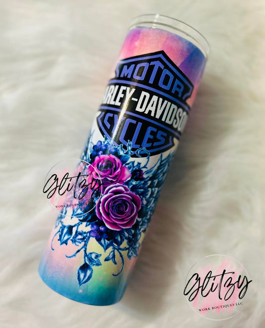 HARLEY DAVIDSON MOTOR CYCLES FLORAL Tumbler