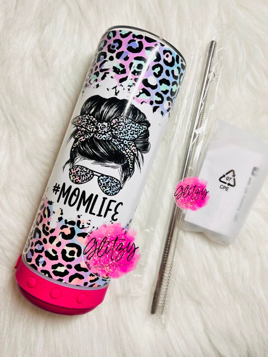 MOM LIFE Colorful Leopard 20oz Bluetooth Speaker Tumbler