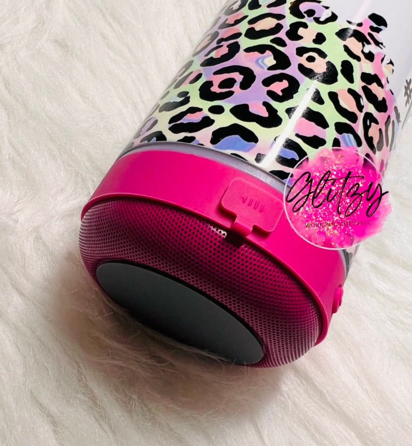 MOM LIFE Colorful Leopard 20oz Bluetooth Speaker Tumbler