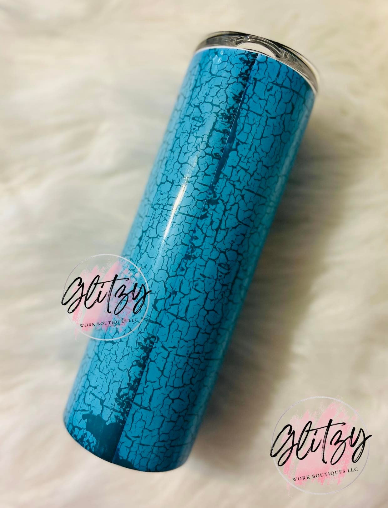 Teal Floral Religious Leopard Cross Tumbler