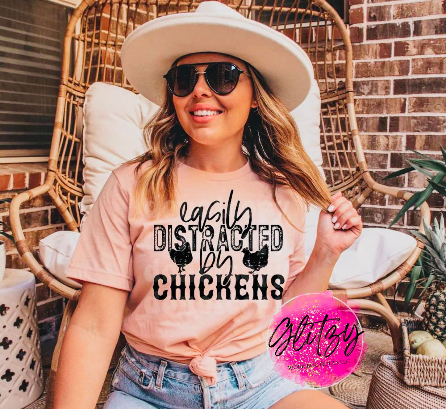 easily DISTRACTED by CHICKENS Graphic Tee