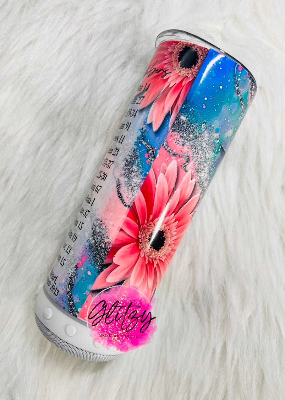 Faith Emergency Numbers 20oz Bluetooth Speaker Tumbler