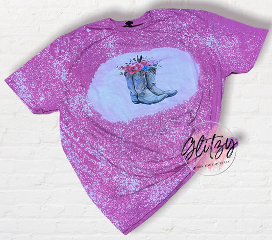 Floral Boots Bleached Tee