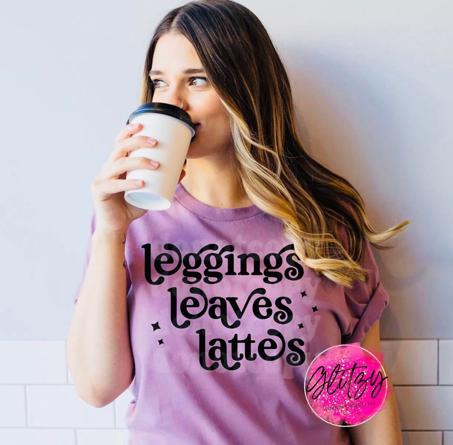 Leggings Leaves Lattes Graphic Tee