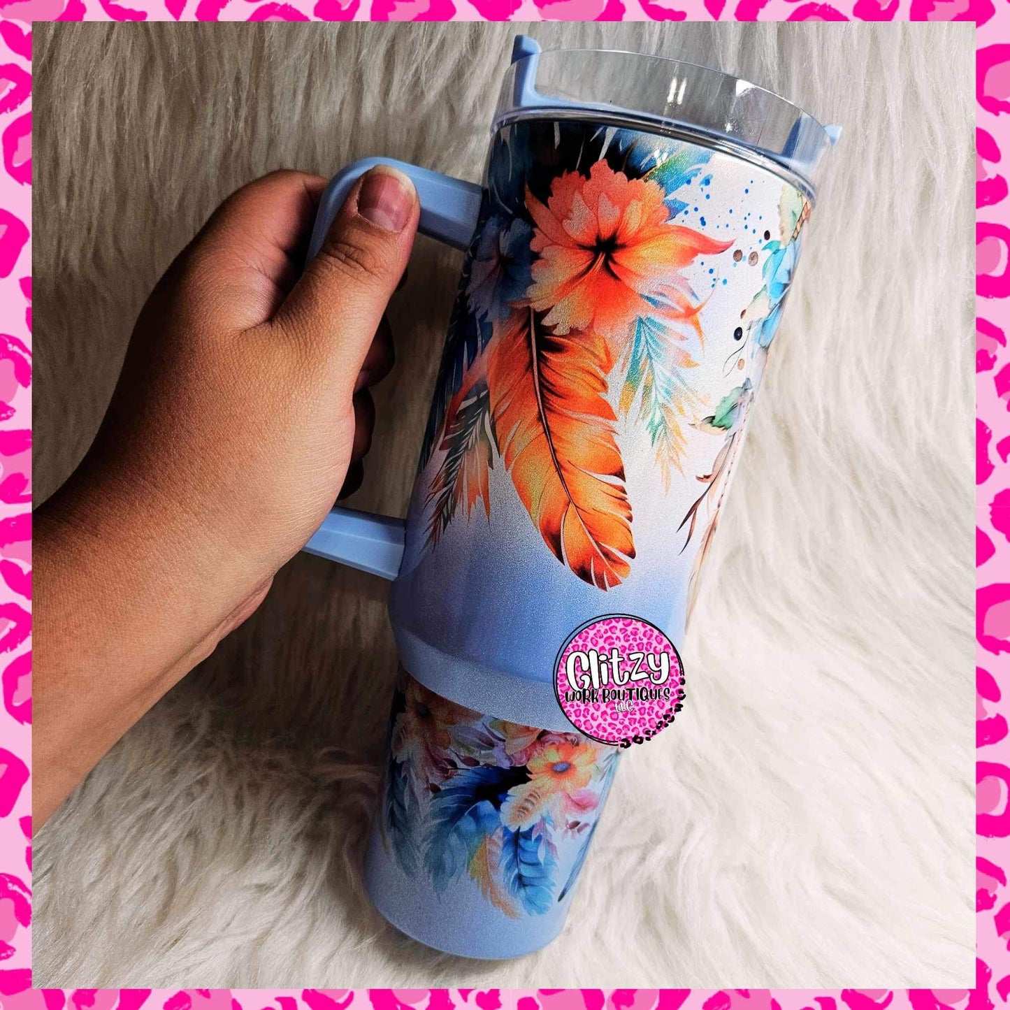 DREAM CATCHER FLORAL HOLOGRAPHIC OMBRE DUPE 40OZ TUMBLER